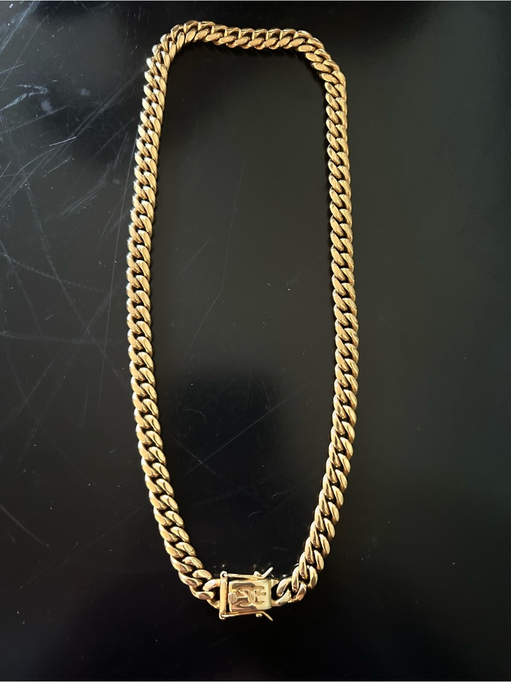 18k gp Gold Cuban Chain Necklace with Gold Guys Clasp